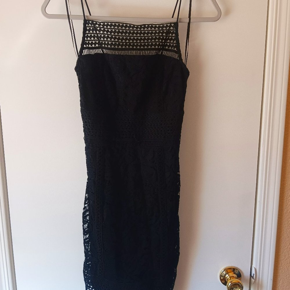 LITTLE BLACK DRESS BY TOPSHOP  BLACK LACE, SPAGETTI STRAPS, SIZE 4